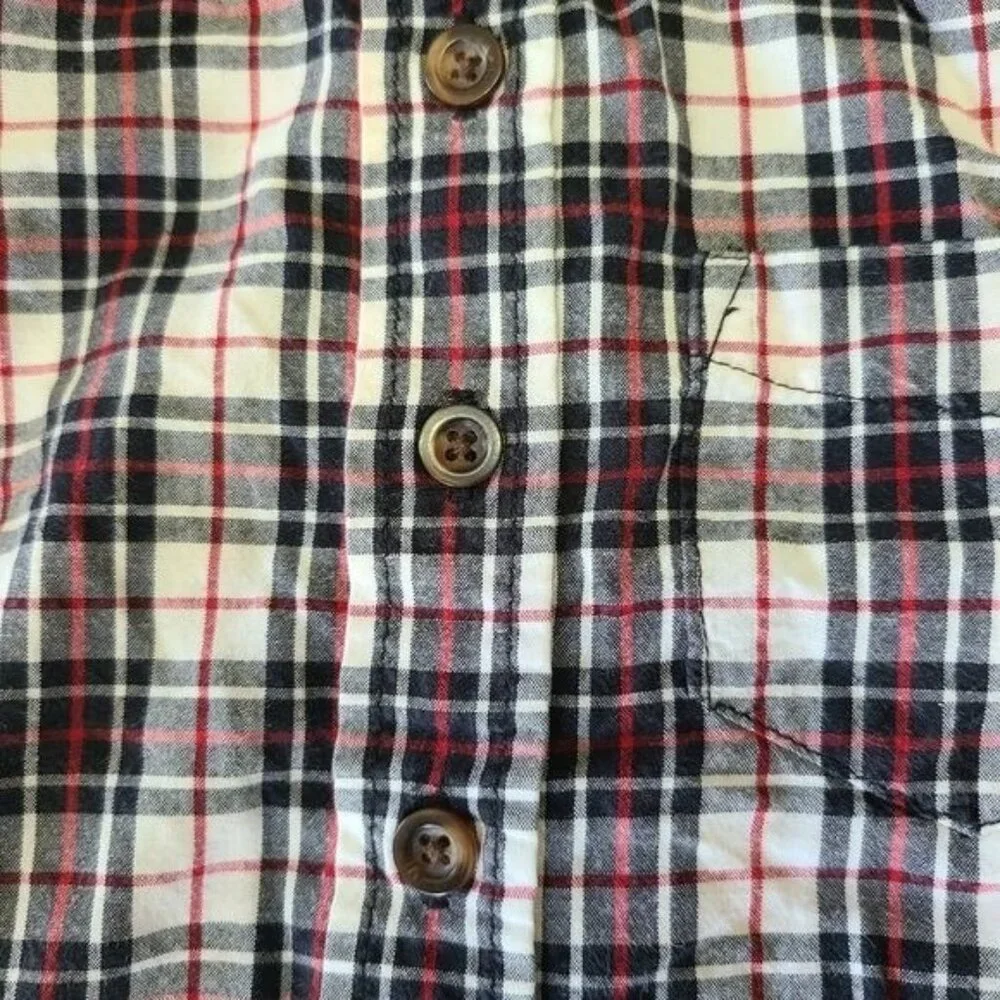 Children's Place long sleeve red white black plaid button down 18m